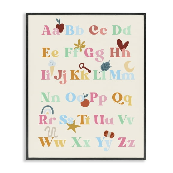 Stupell Industries Fun Alphabet Chart Novelty Painting Black Framed Art Print Wall Art, 11 x 14