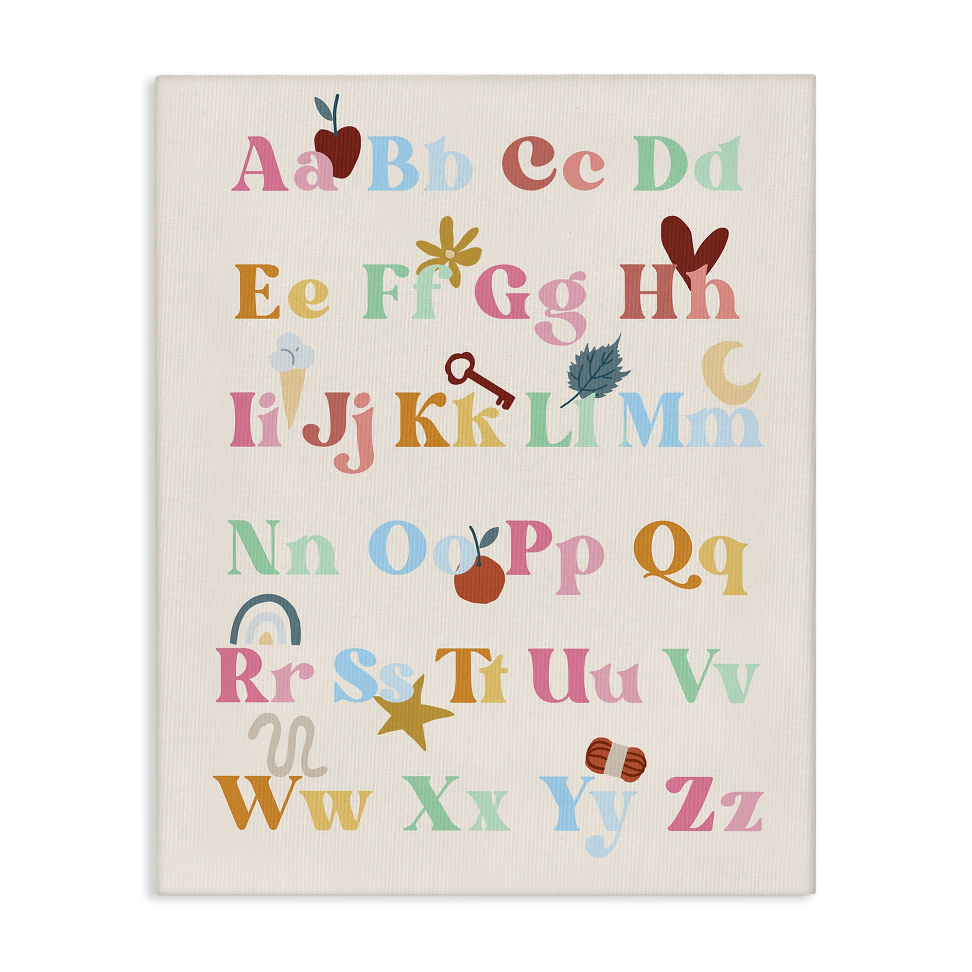 Stupell Industries Fun Alphabet Chart Novelty Painting Gallery Wrapped Canvas Art Print Wall Art, 16 x 20