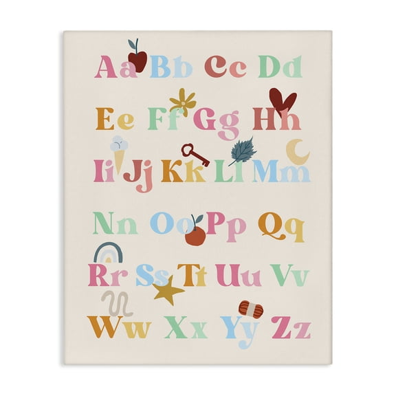 Stupell Industries Fun Alphabet Chart Novelty Painting Gallery Wrapped Canvas Art Print Wall Art, 16 x 20
