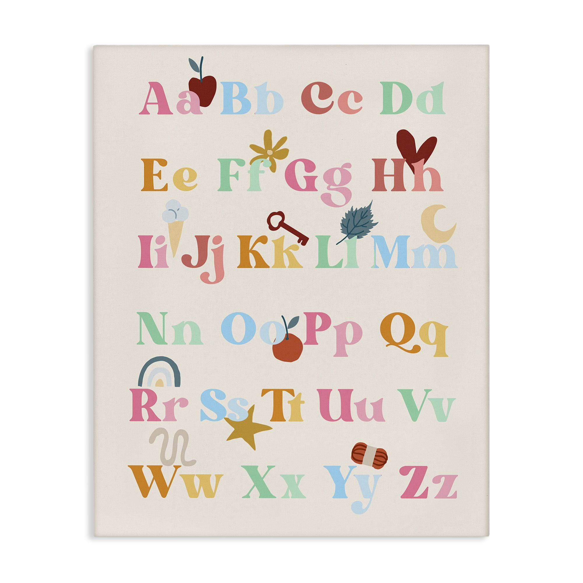 Stupell Industries Fun Alphabet Chart Novelty Painting Gallery Wrapped Canvas Art Print Wall Art, 36 x 48