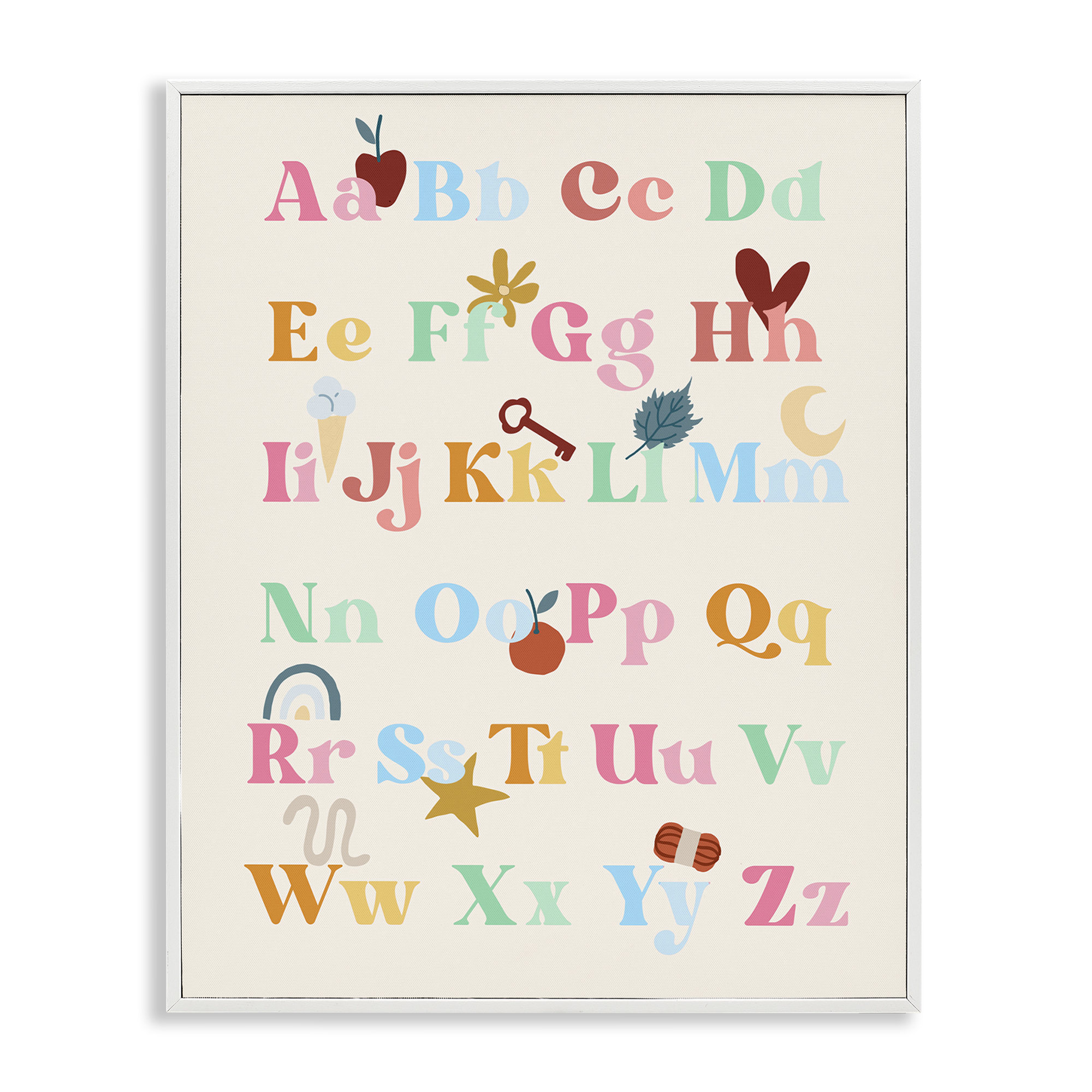 Stupell Industries Fun Alphabet Chart Novelty Painting White Framed Art Print Wall Art, 24 x 30