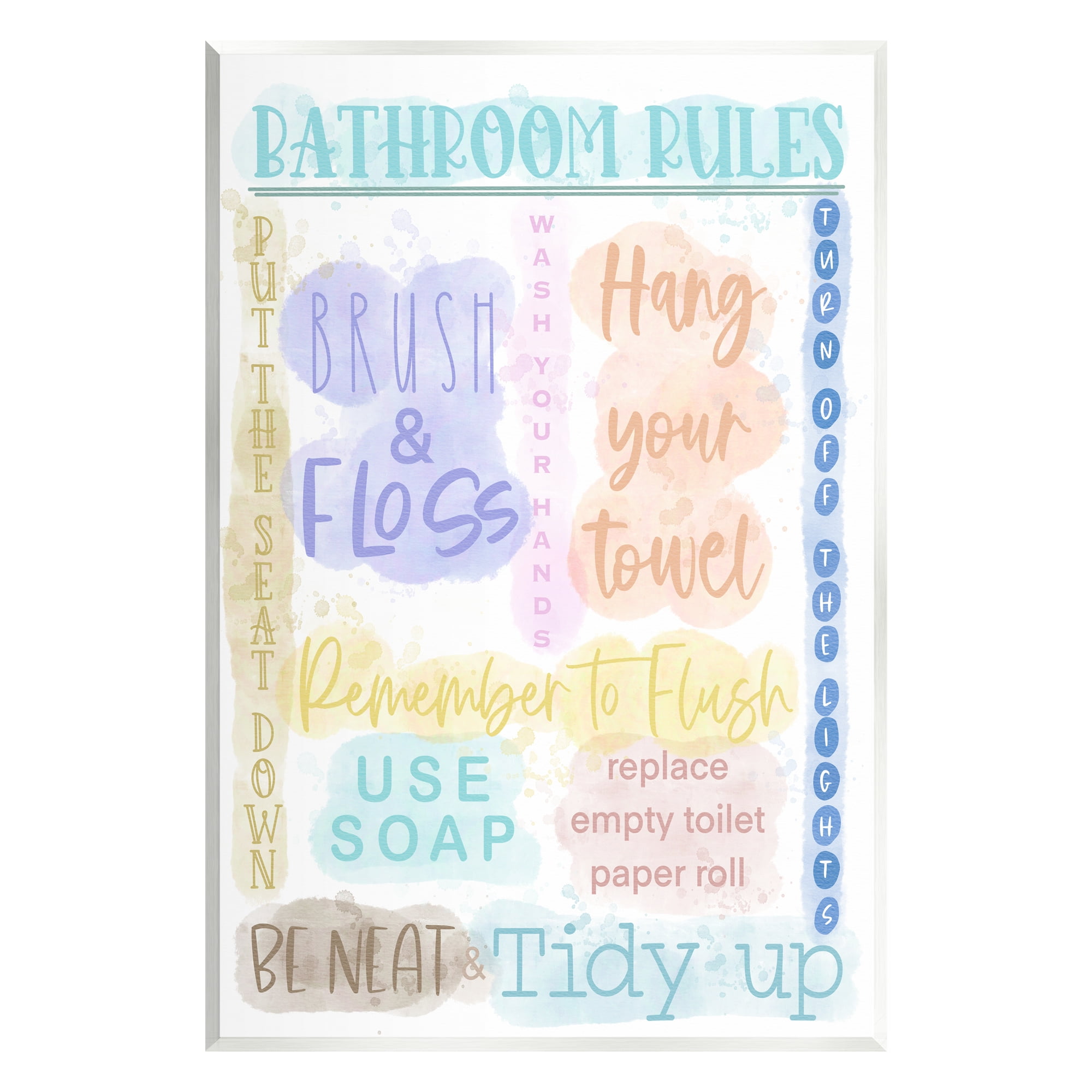 Stupell Industries Fun Bathroom Rules Typography Painting Unframed Art Print Wall Art, 13 x 19