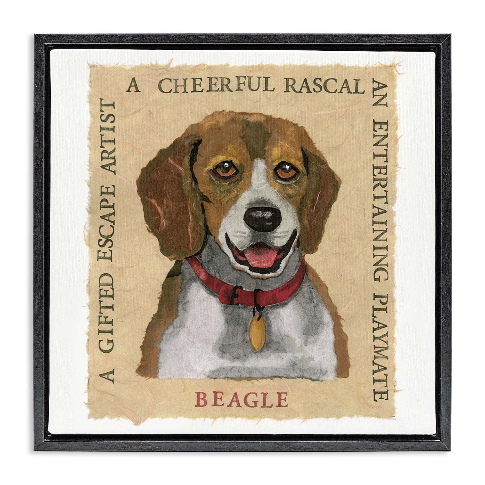 Stupell Industries Fun Beagle Pet Phrases Animals Painting Black Floater Framed Canvas Art Print Wall Art, 18 x 18