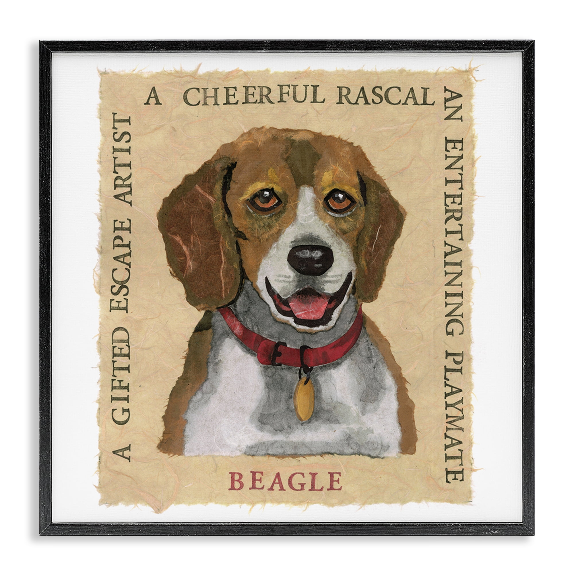 Stupell Industries Fun Beagle Pet Phrases Animals Painting Black Framed Art Print Wall Art, 24 x 24