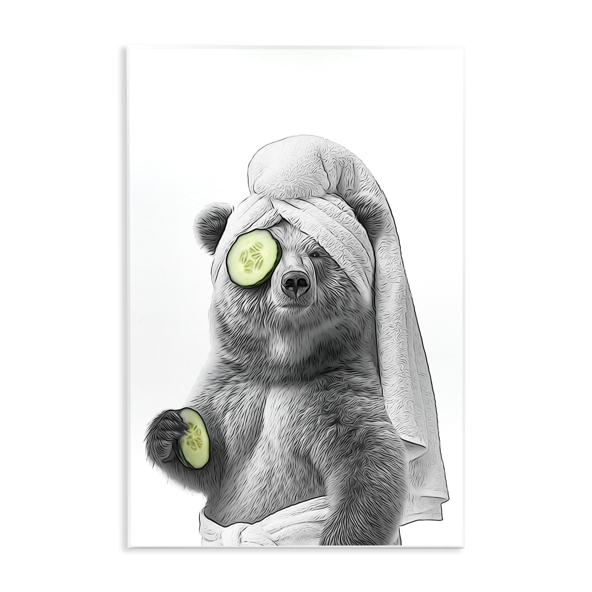 Stupell Industries Fun Bear Face Mask Typography Painting Unframed Art Print Wall Art, 13 x 19
