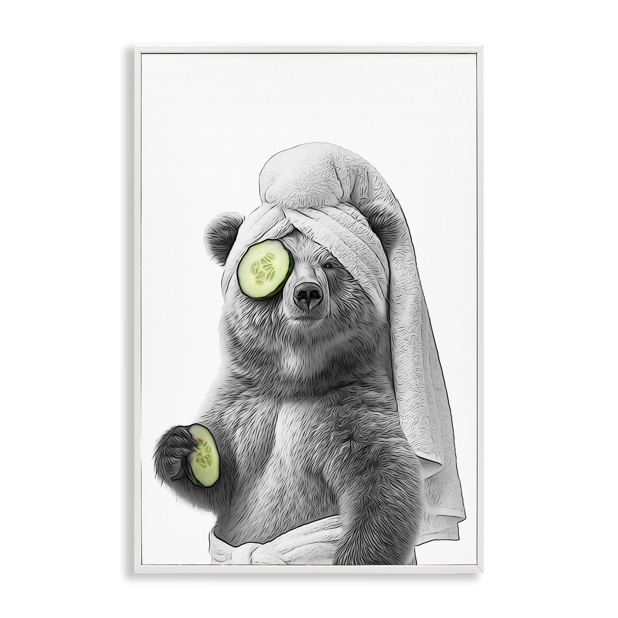Stupell Industries Fun Bear Face Mask Typography Painting White Framed Art Print Wall Art, 16 x 24