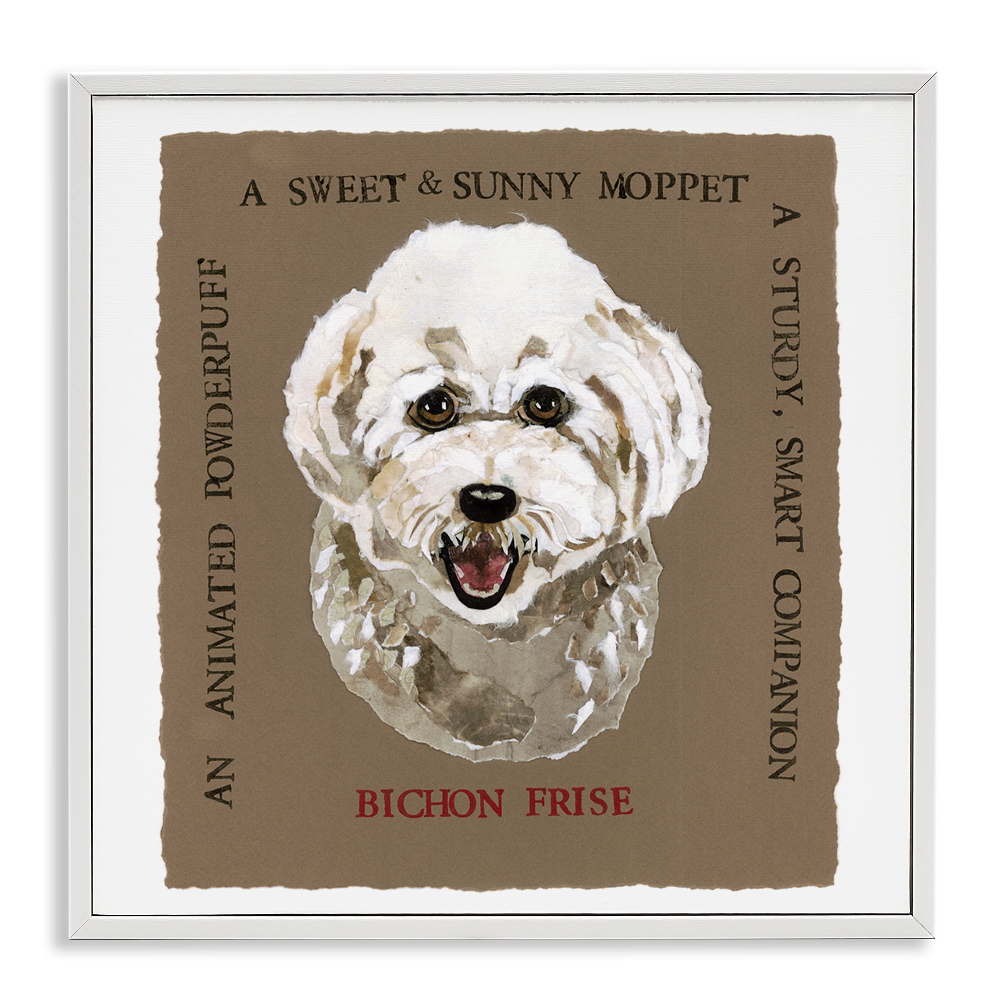 Stupell Industries Fun Bichon Frise Phrases Animals Painting White Framed Art Print Wall Art, 17 x 17