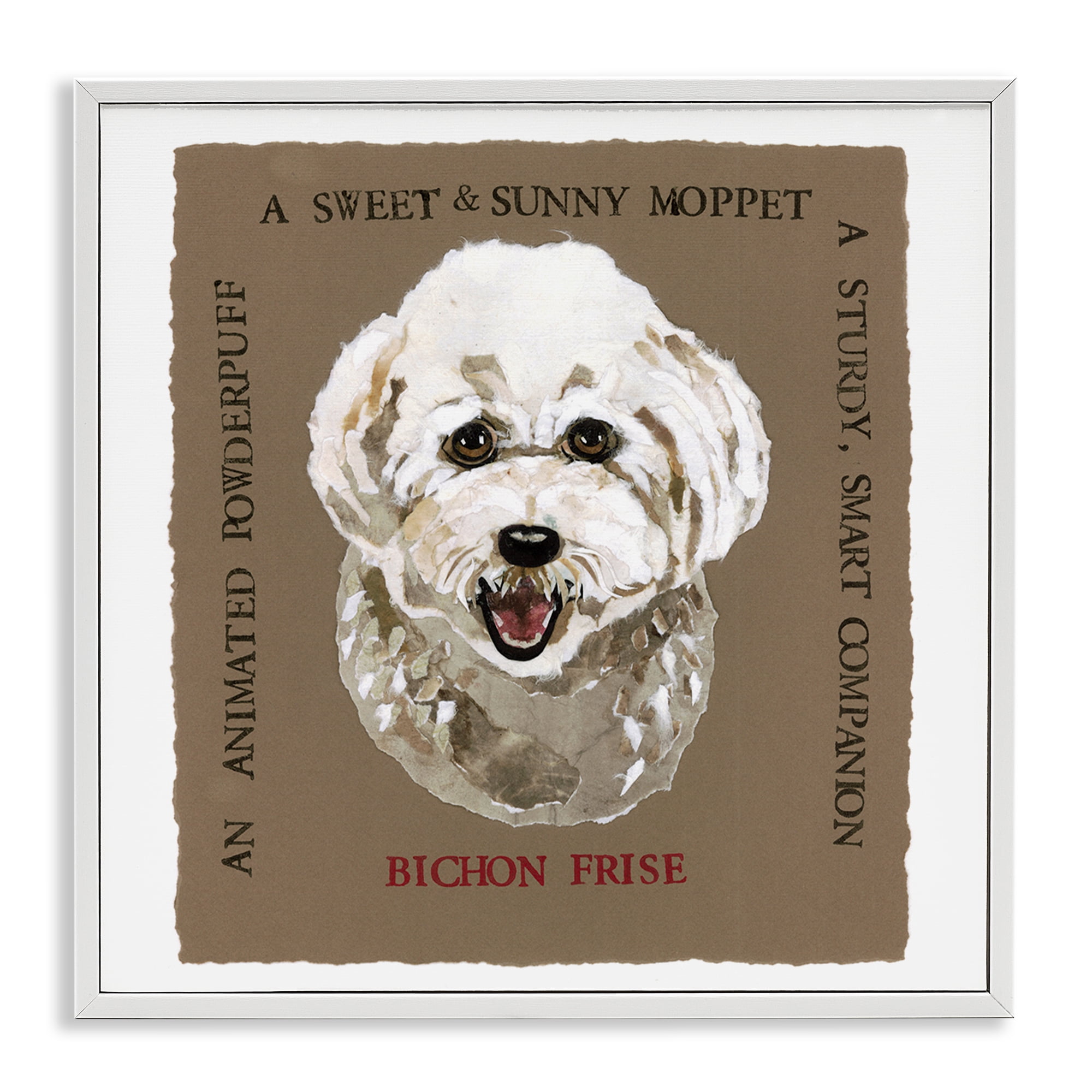 Stupell Industries Fun Bichon Frise Phrases Animals Painting White Framed Art Print Wall Art, 24 x 24