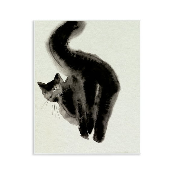 Stupell Industries Fun Black Cat Behind Animals Painting Unframed Art Print Wall Art, 11 x 14