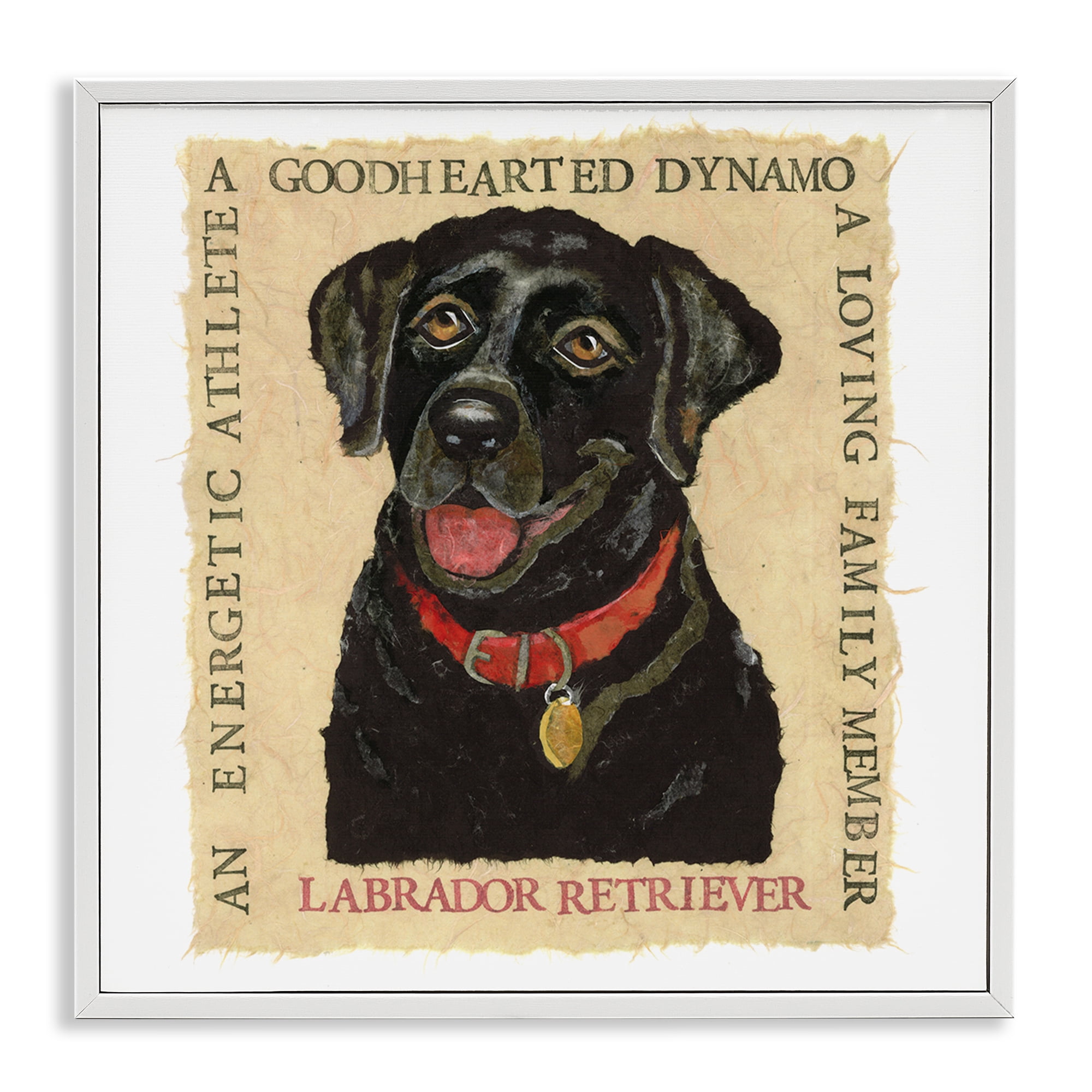 Stupell Industries Fun Black Labrador Phrases Animals Painting White Framed Art Print Wall Art, 17 x 17