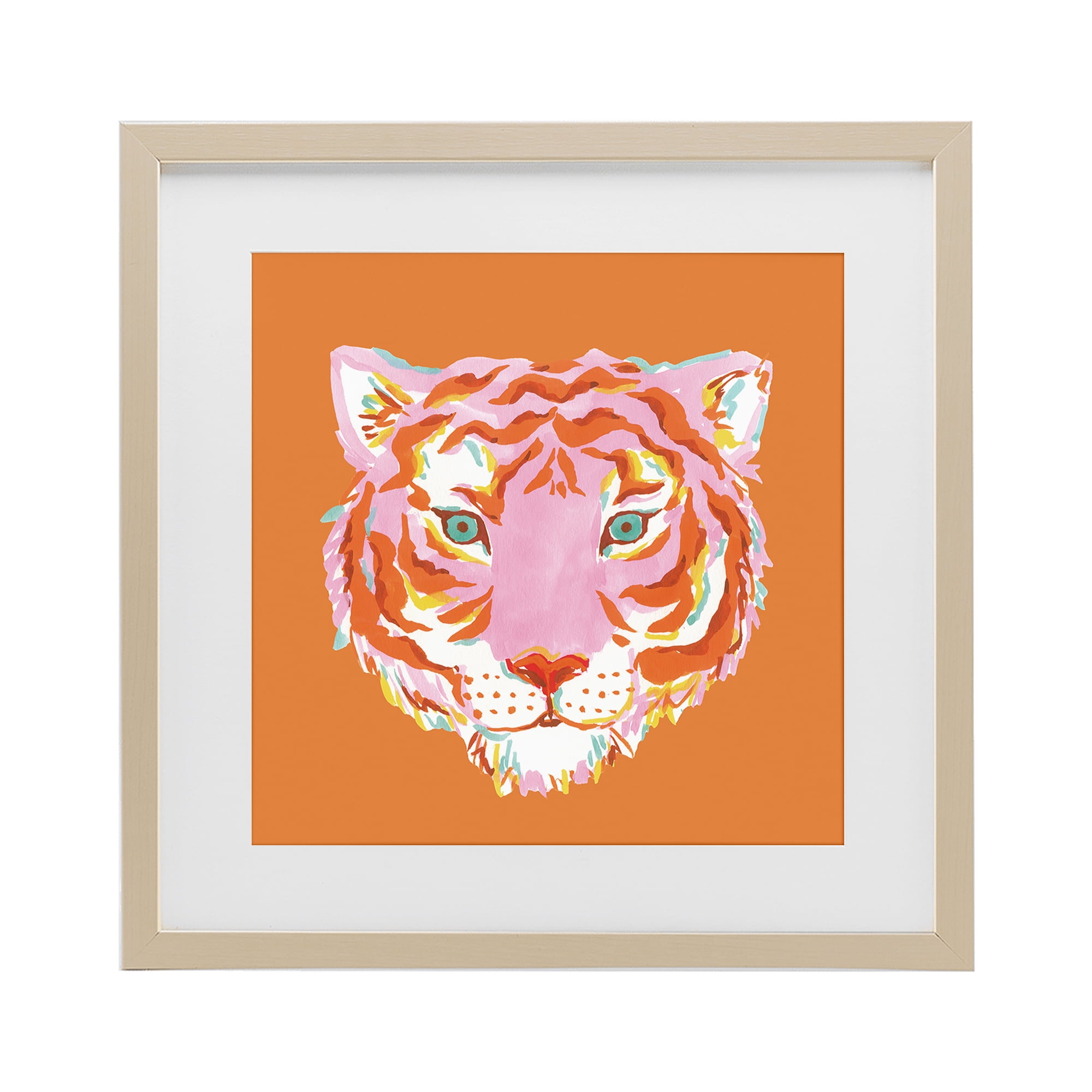 Stupell Industries Fun Bold Orange Tiger Birch Framed Print Under Glass, design by Karolina Sato