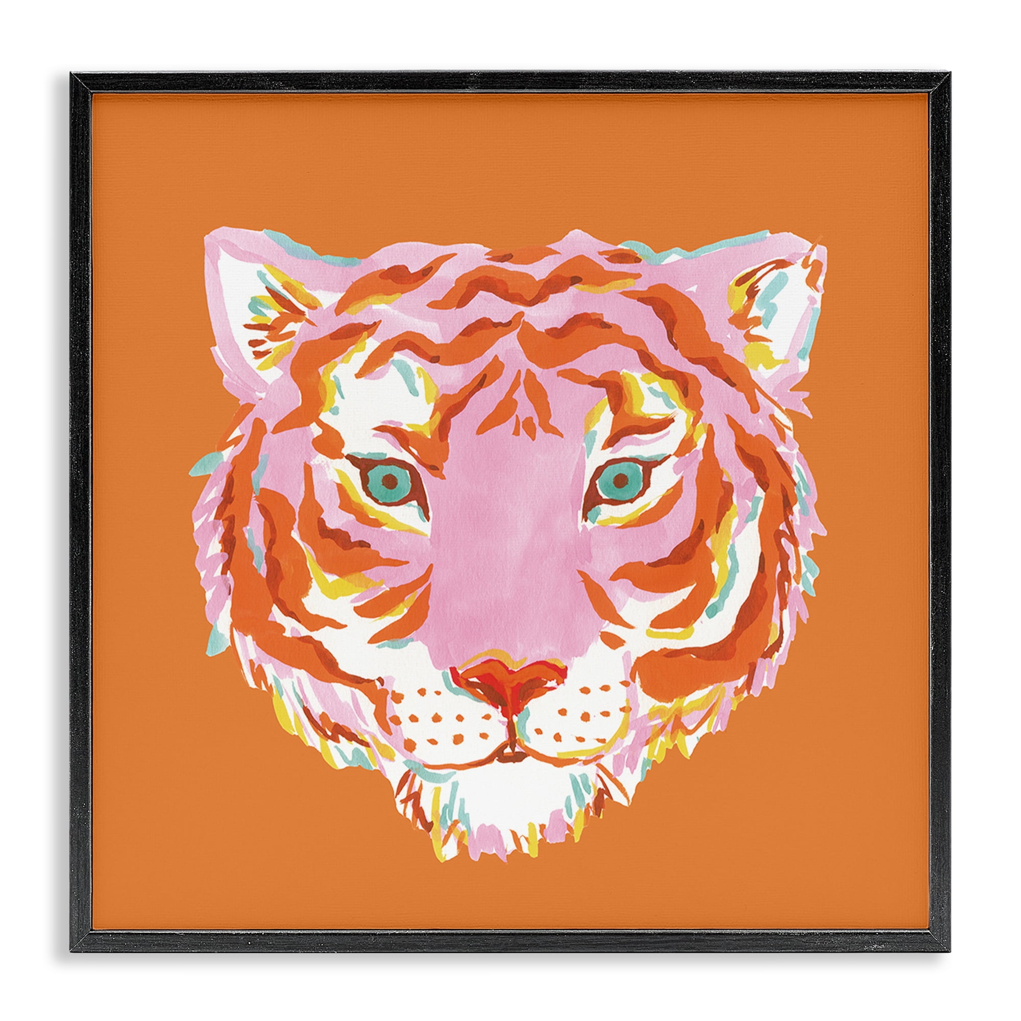 Stupell Industries Fun Bold Orange Tiger Black Framed Giclee Art, design by Karolina Sato