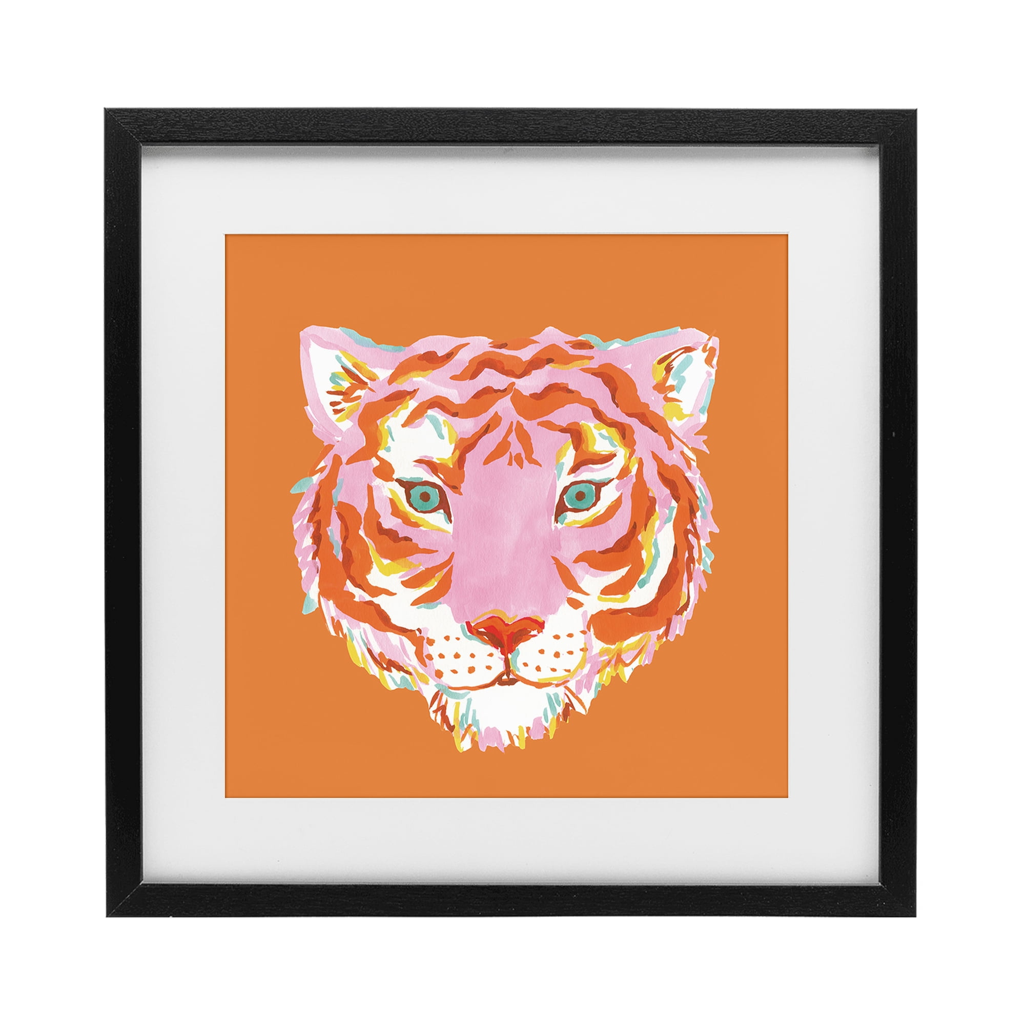 Stupell Industries Fun Bold Orange Tiger Black Framed Print Under Glass, design by Karolina Sato