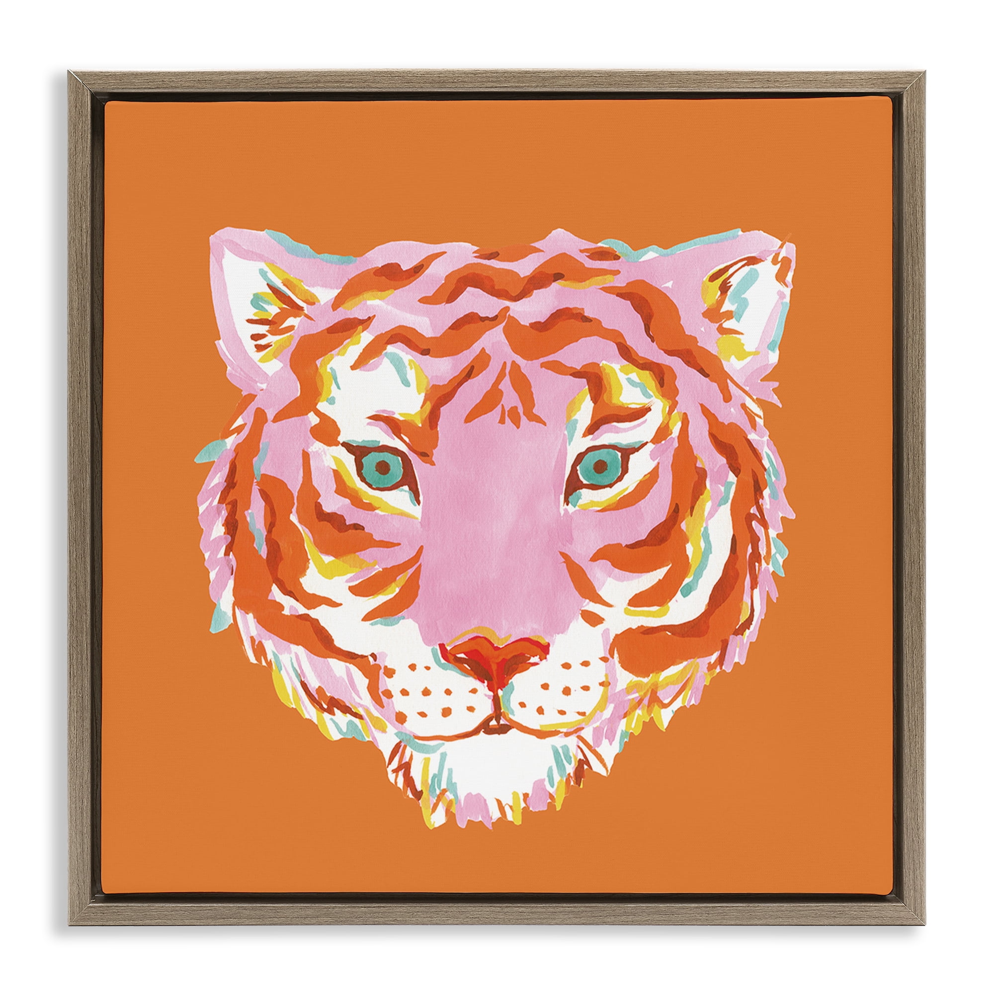Stupell Industries Fun Bold Orange Tiger Brown Framed Floater Canvas Wall Art, design by Karolina Sato