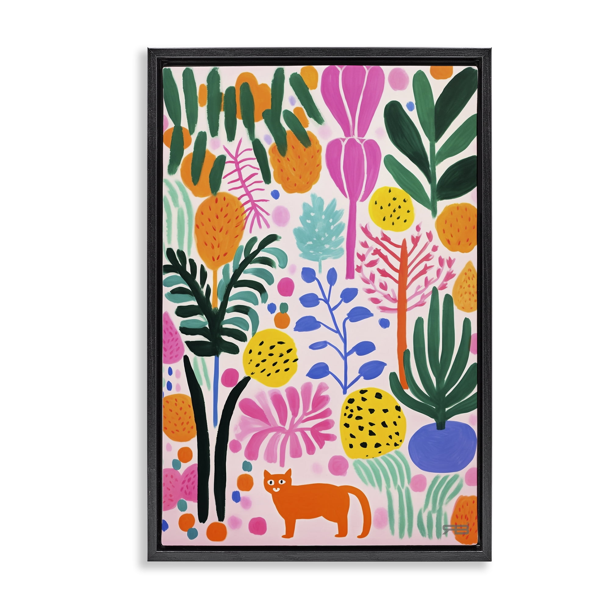 Stupell Industries Fun Botanical Tropics Botanical & Floral Painting Black Floater Framed Art Print Wall Art, 21 x 31