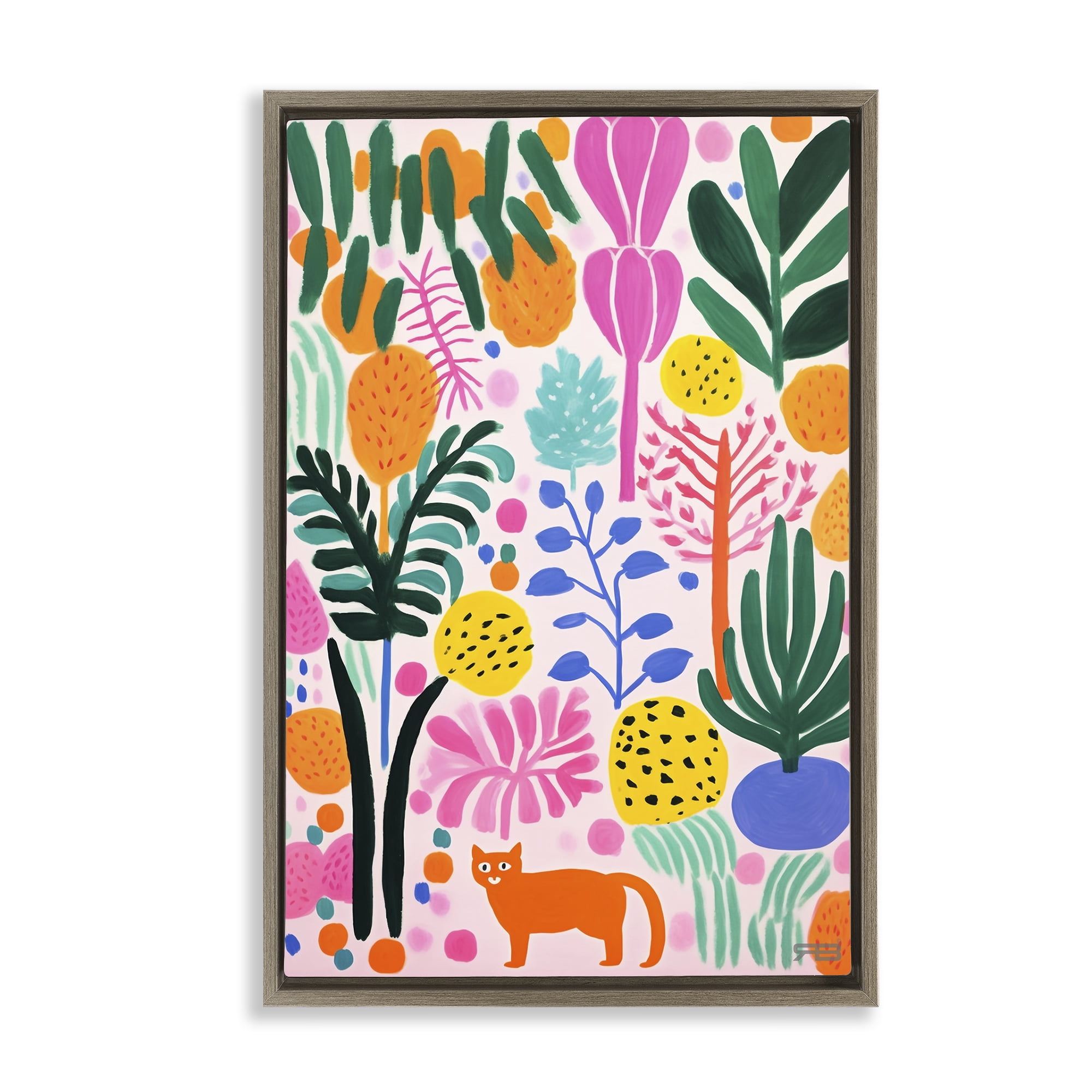 Stupell Industries Fun Botanical Tropics Botanical & Floral Painting Brown Floater Framed Art Print Wall Art, 17 x 25