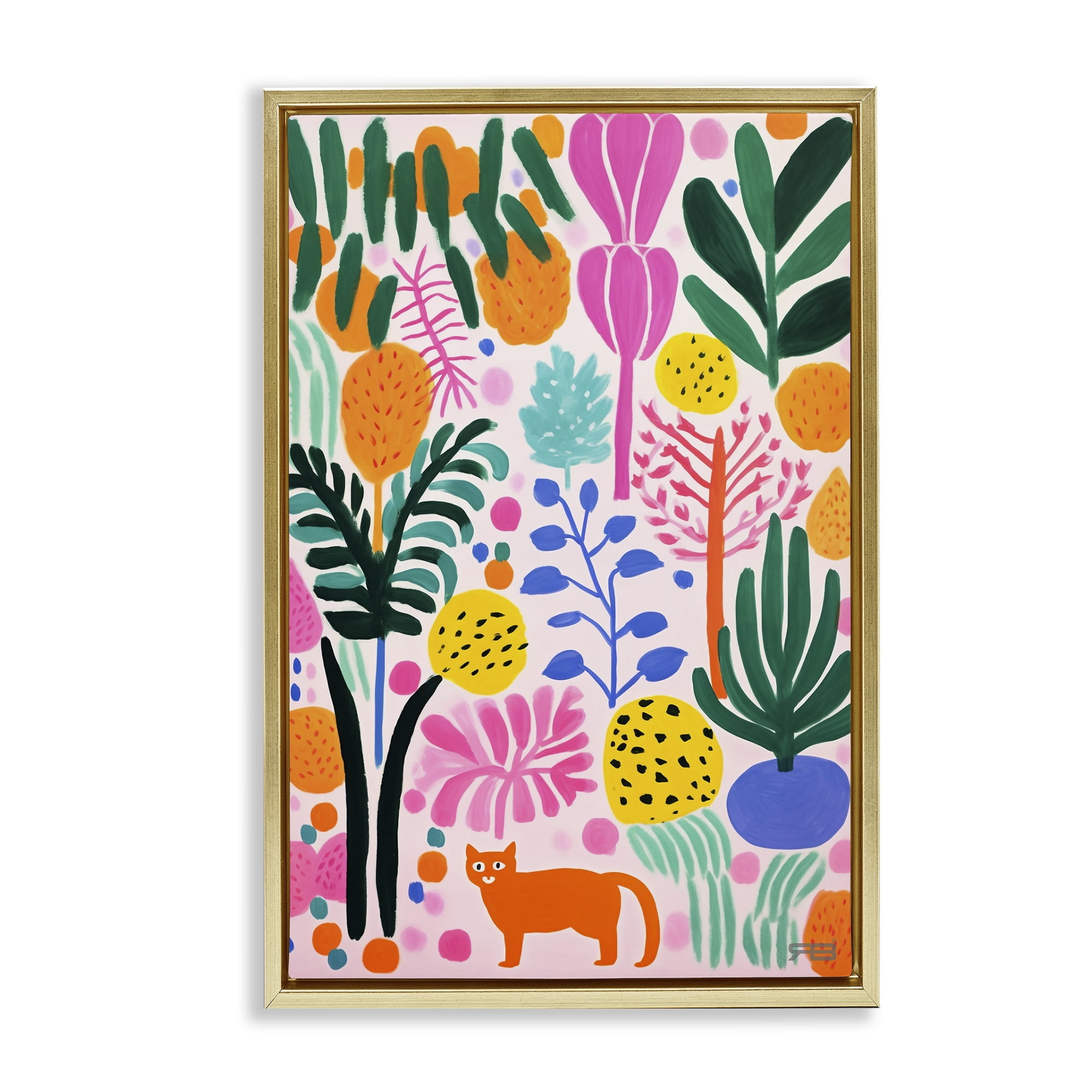 Stupell Industries Fun Botanical Tropics Botanical & Floral Painting Gold Floater Framed Art Print Wall Art, 17 x 25