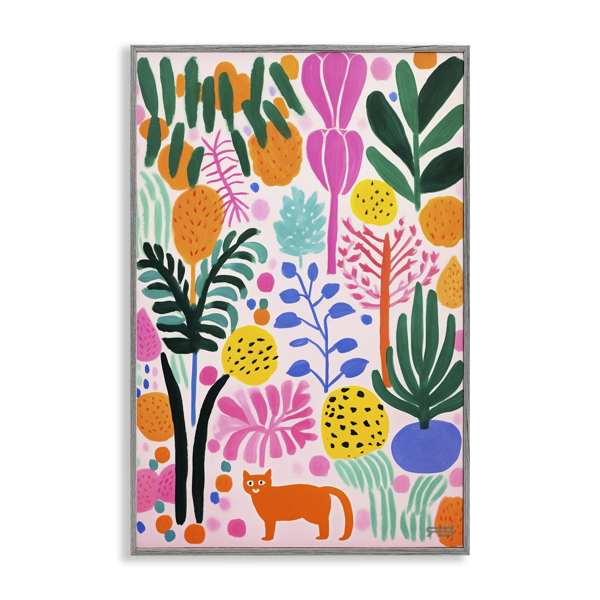 Stupell Industries Fun Botanical Tropics Botanical & Floral Painting Gray Framed Art Print Wall Art, 20 x 30