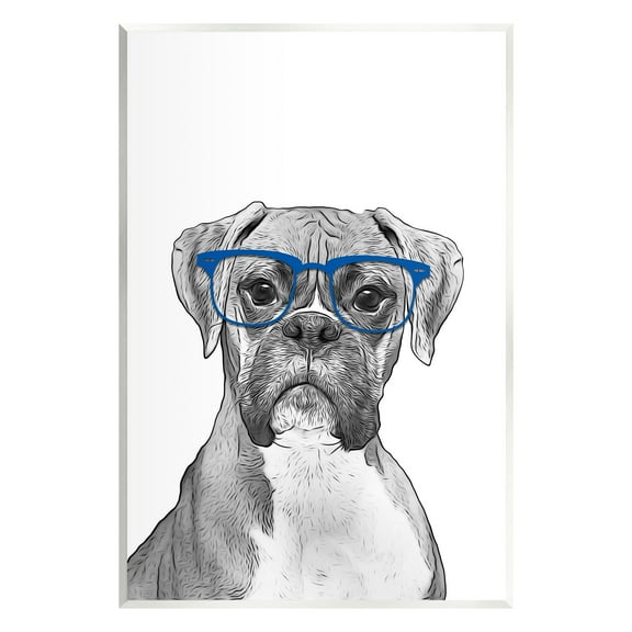 Stupell Industries Fun Boxer Dog Wearing Glasses Animals & Insects Painting Unframed Art Print Wall Art
