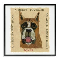 Stupell Industries Fun Boxer Pet Phrases Animals Painting Black Framed Art Print Wall Art, 12 x 12