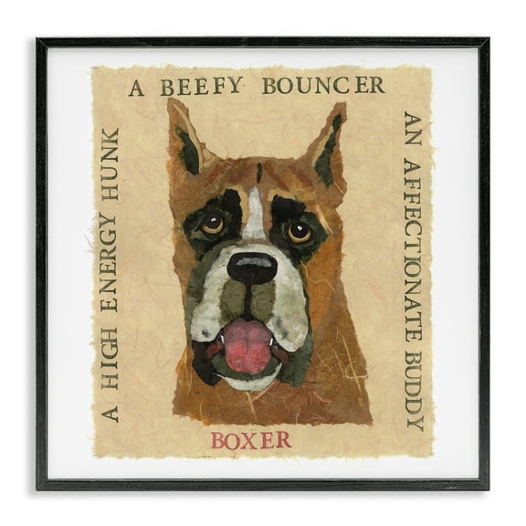 Stupell Industries Fun Boxer Pet Phrases Animals Painting Black Framed Art Print Wall Art, 12 x 12