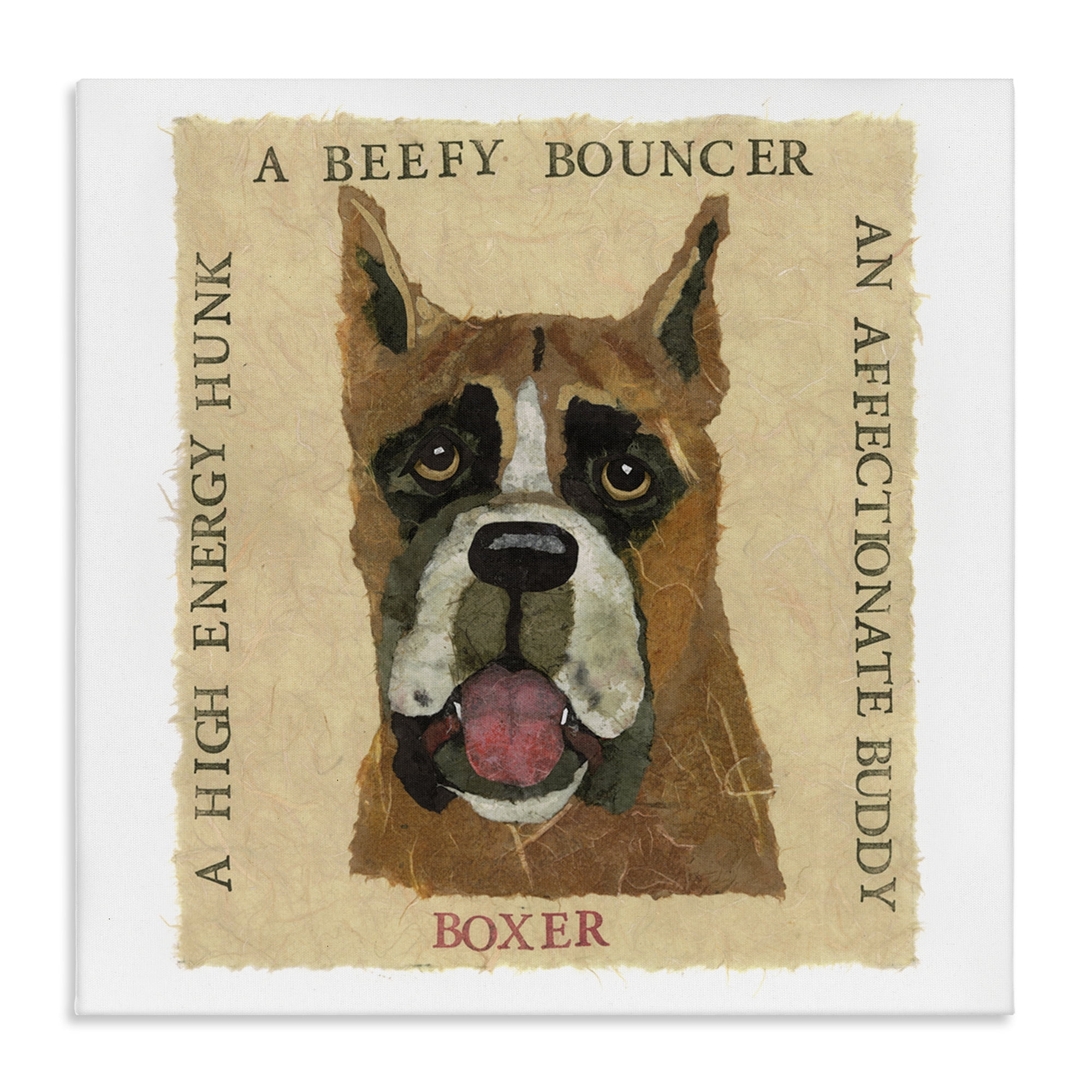 Stupell Industries Fun Boxer Pet Phrases Animals Painting Wrapped Canvas Art Print Wall Art, 24 x 24
