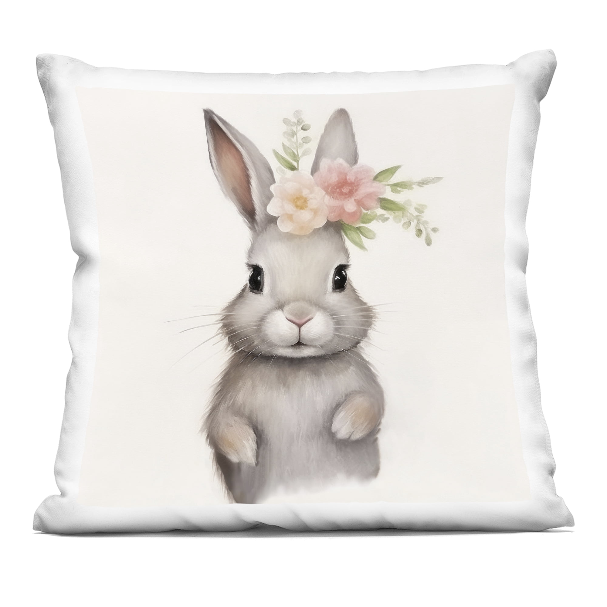 Stupell Industries Fun Bunny with Flowers Decorative Printed Throw Pillow, design by Lazar Studio