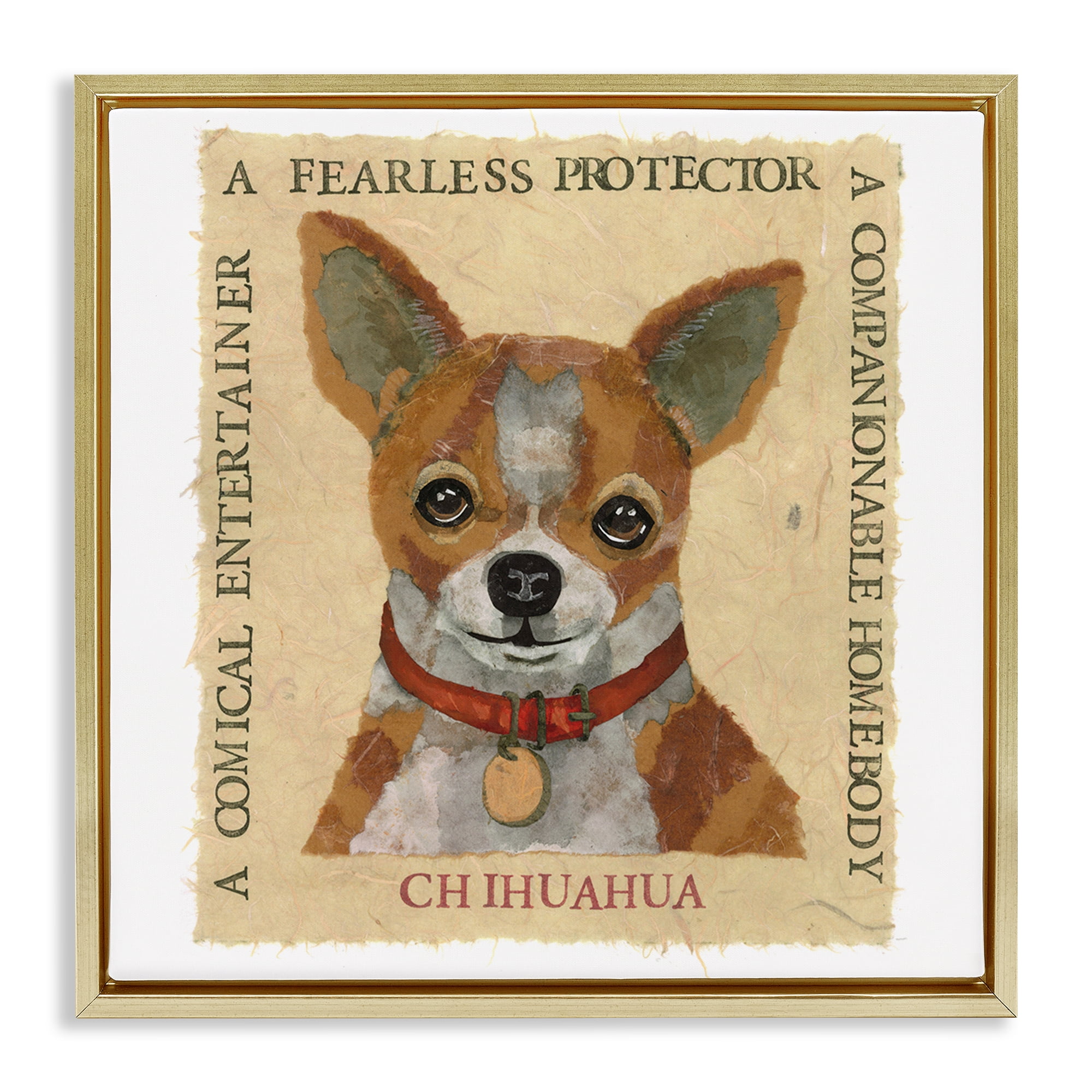 Stupell Industries Fun Chihuahua Pet Phrases Animals Painting Gold Floater Framed Canvas Art Print Wall Art, 25 x 25