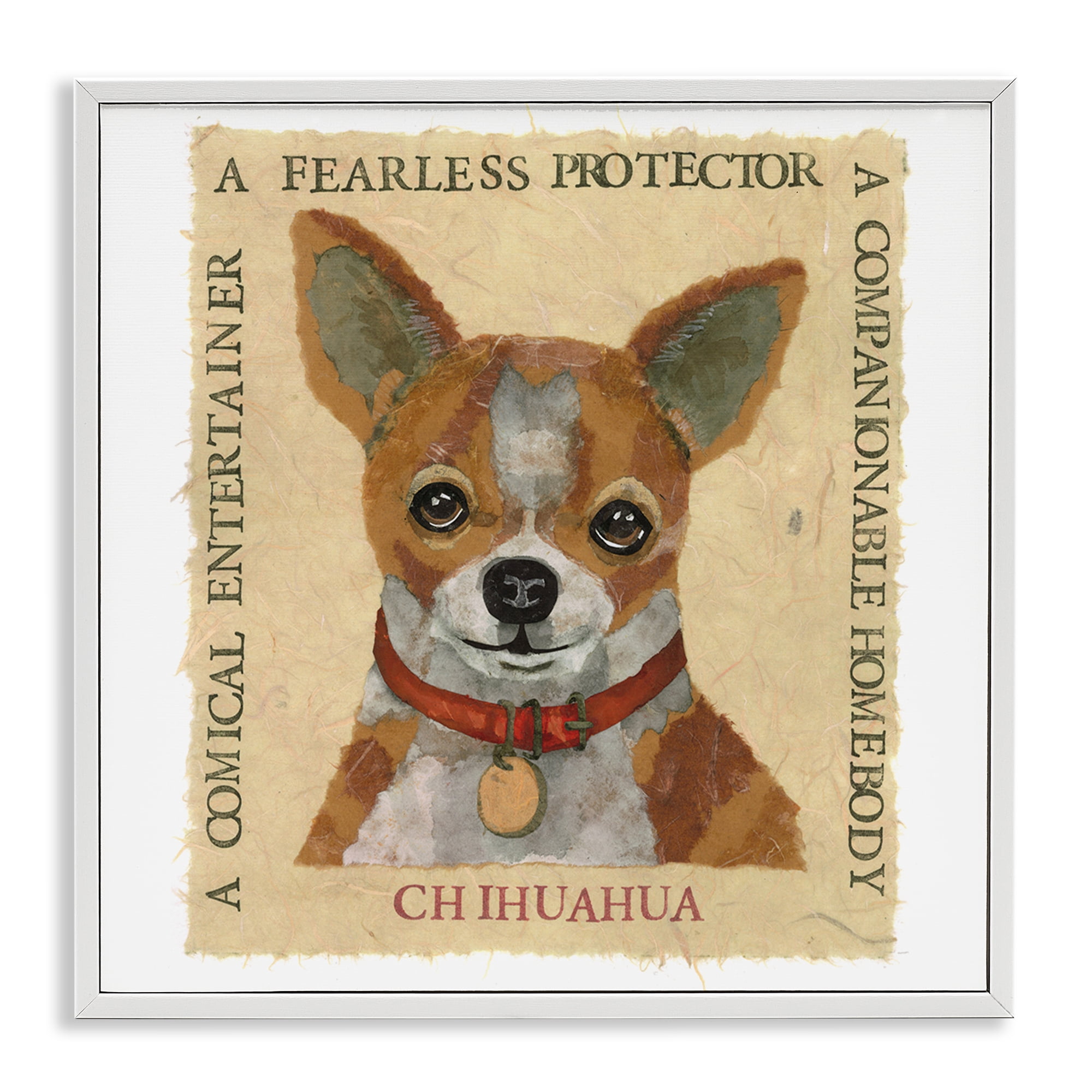 Stupell Industries Fun Chihuahua Pet Phrases Animals Painting White Framed Art Print Wall Art, 17 x 17