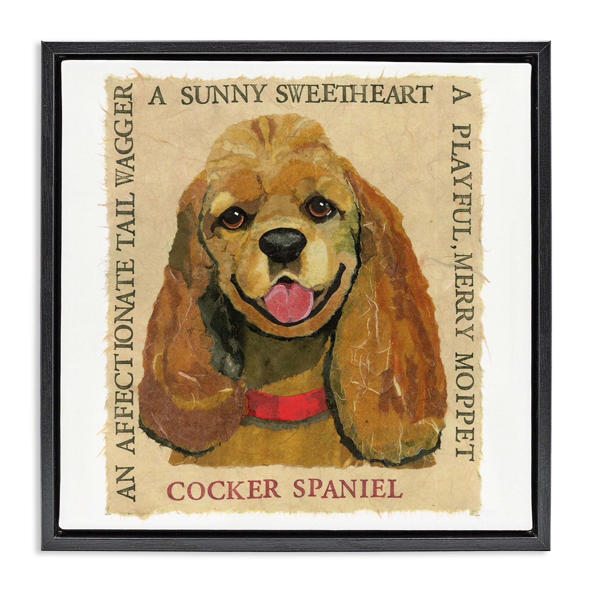 Stupell Industries Fun Cocker Spaniel Phrases Animals Painting Black Floater Framed Canvas Art Print Wall Art, 25 x 25