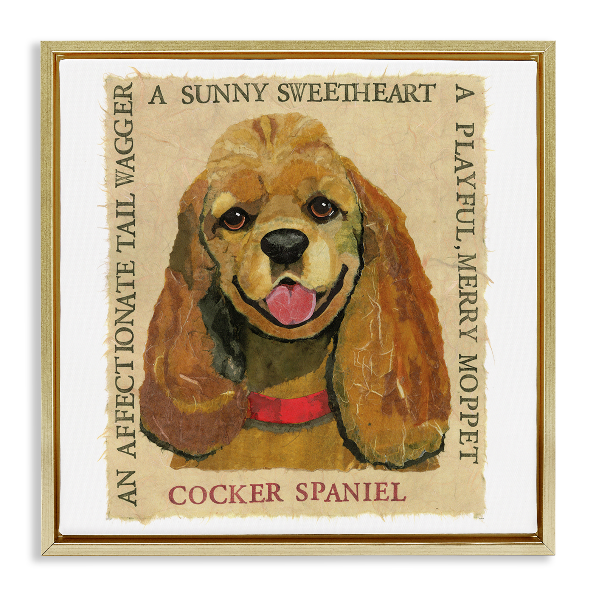 Stupell Industries Fun Cocker Spaniel Phrases Animals Painting Gold Floater Framed Canvas Art Print Wall Art, 18 x 18