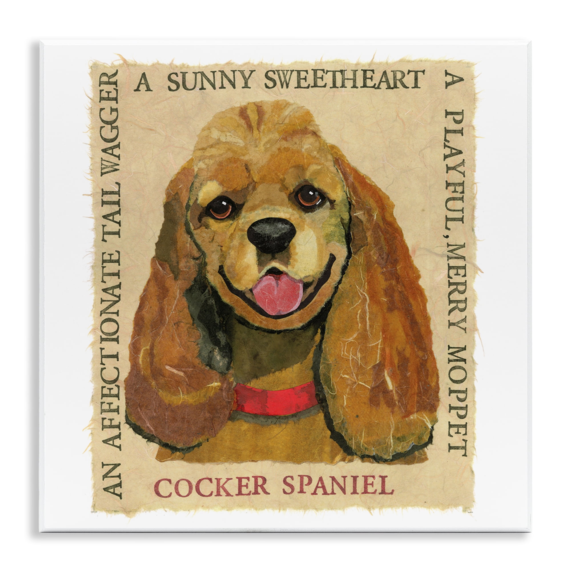 Stupell Industries Fun Cocker Spaniel Phrases Animals Painting Unframed Art Print Wall Art, 12 x 12