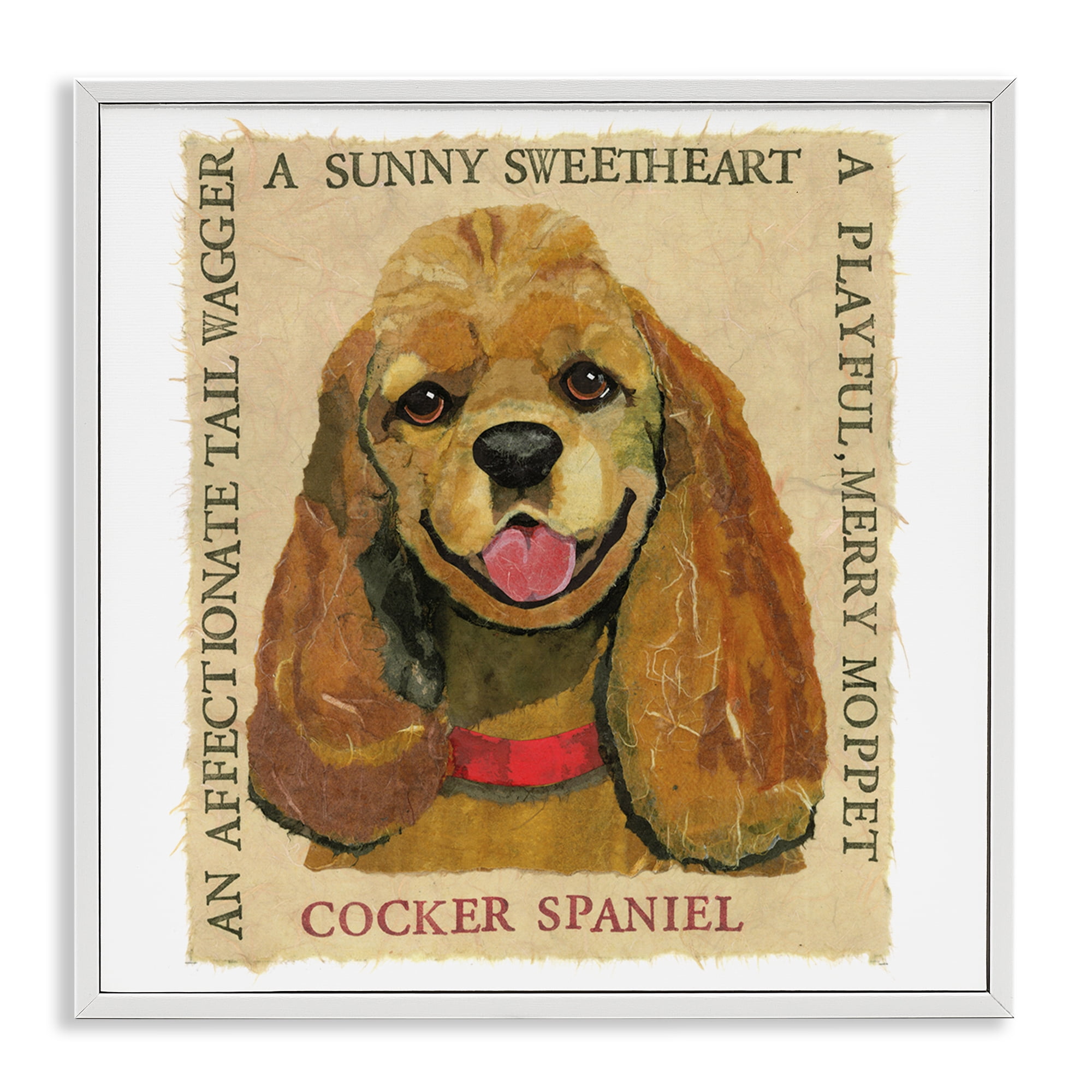 Stupell Industries Fun Cocker Spaniel Phrases Animals Painting White Framed Art Print Wall Art, 12 x 12