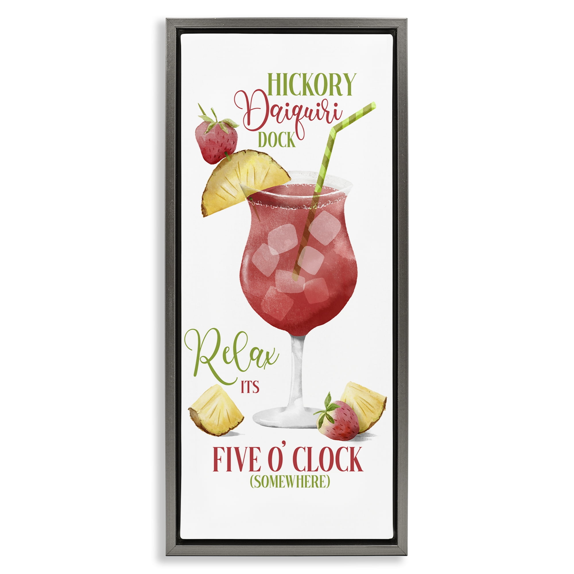 Stupell Industries Fun Cocktail Expression Food & Beverage Painting Gray Floater Framed Canvas Art Print Wall Art, 11 x 25