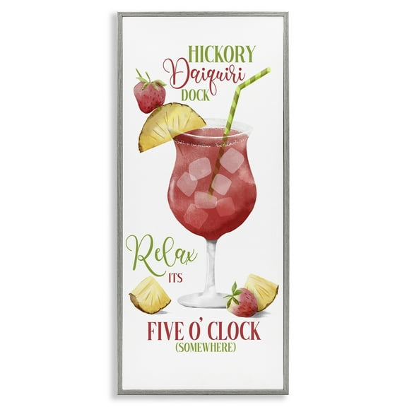 Stupell Industries Fun Cocktail Expression Food & Beverage Painting Gray Framed Art Print Wall Art, 10 x 24