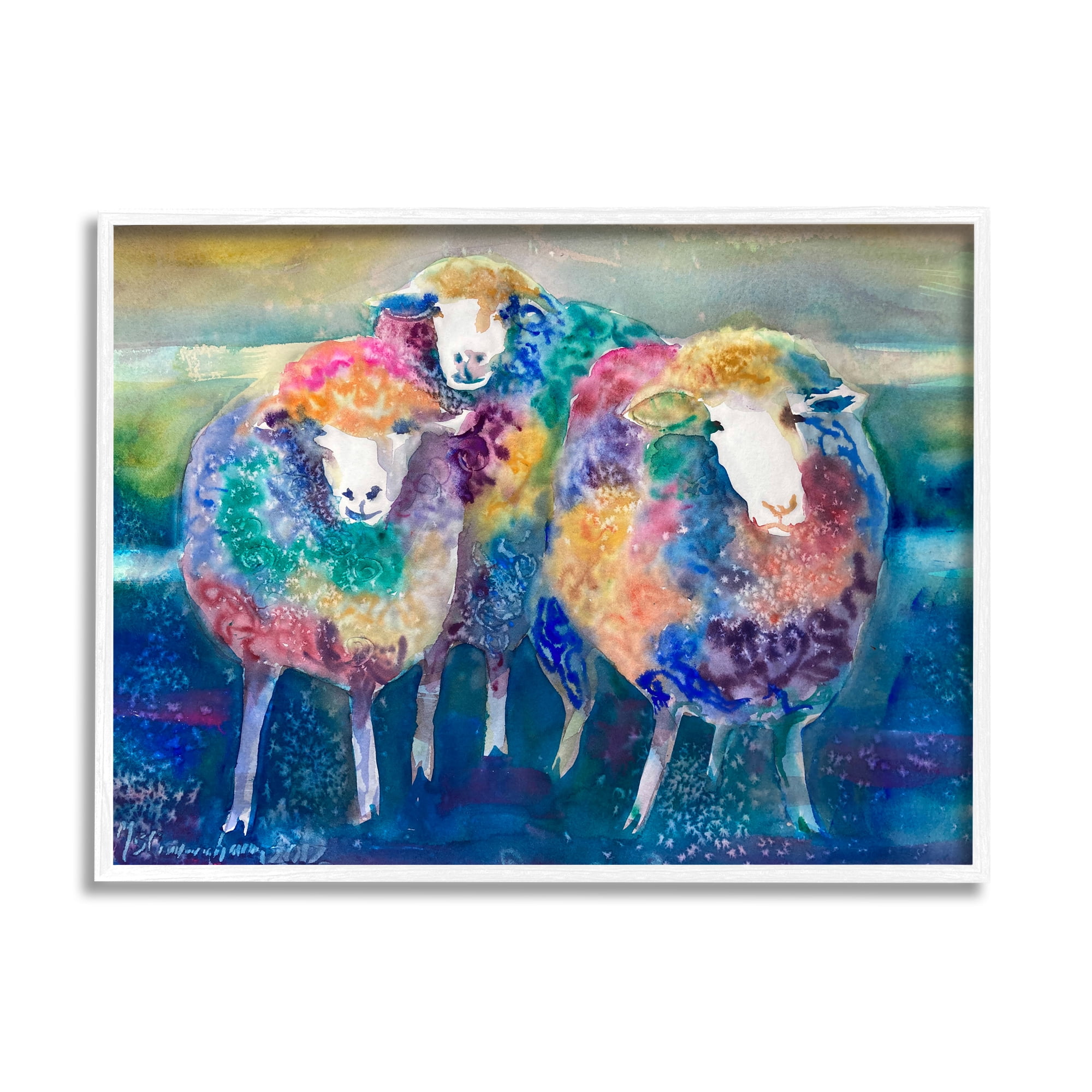 Stupell Industries Fun Cute Bold Rainbow Farm Sheep Design , 14 x 11, Design by MB Cunningham