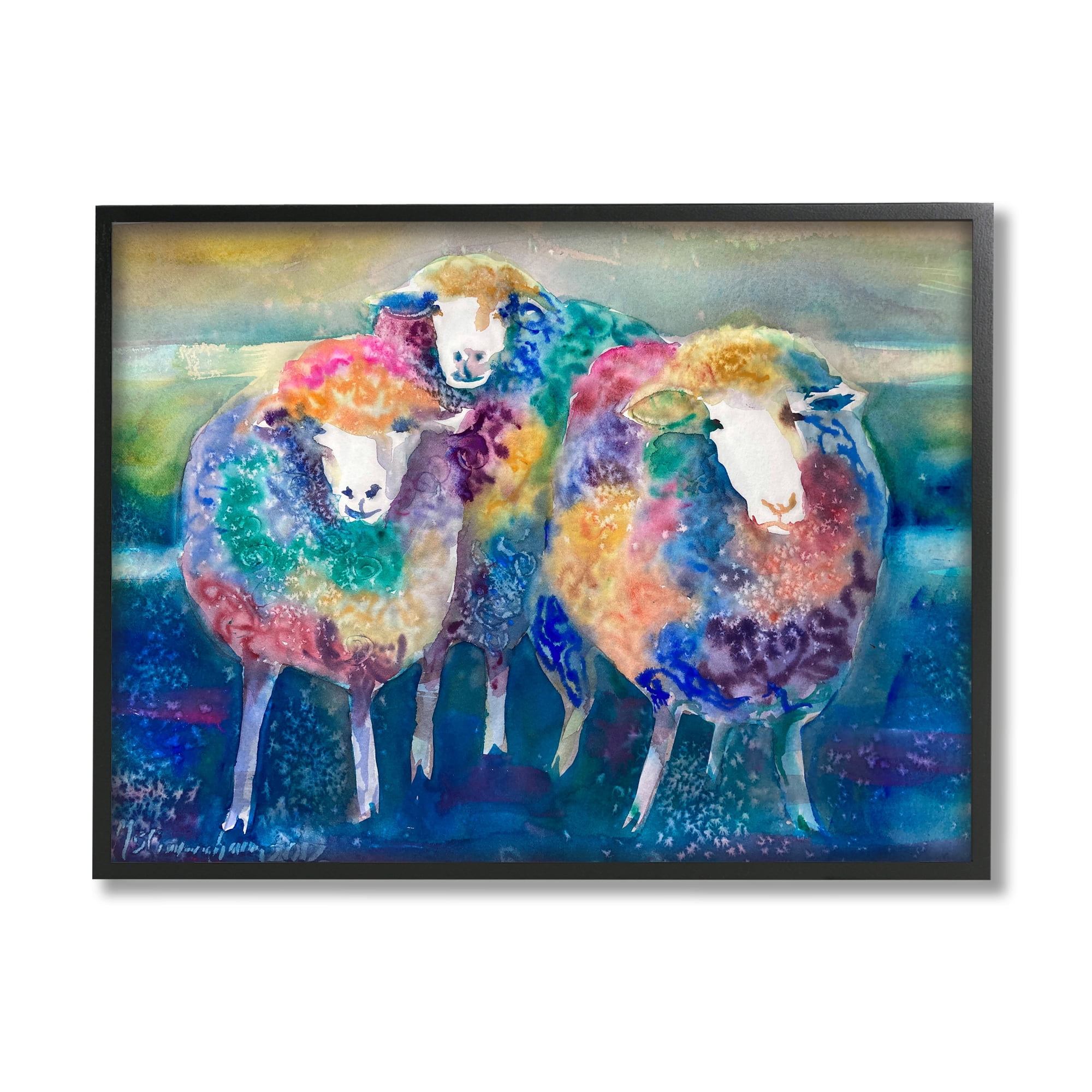 Stupell Industries Fun Cute Bold Rainbow Farm Sheep Design , 20 x 16, Design by MB Cunningham