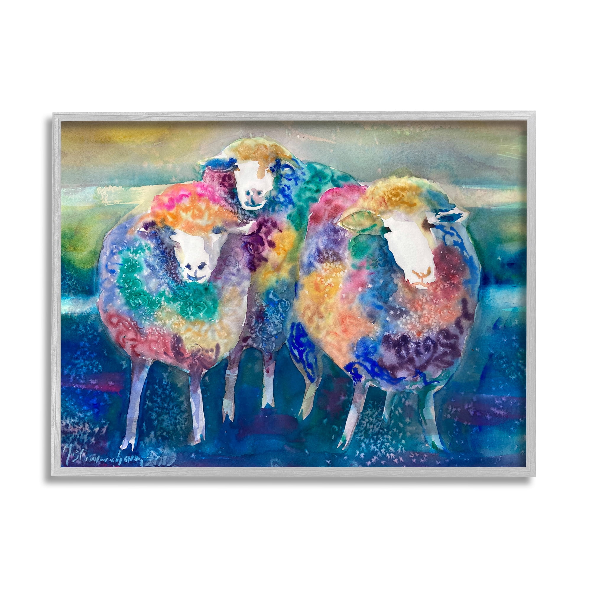 Stupell Industries Fun Cute Bold Rainbow Farm Sheep Design , 20 x 16, Design by MB Cunningham