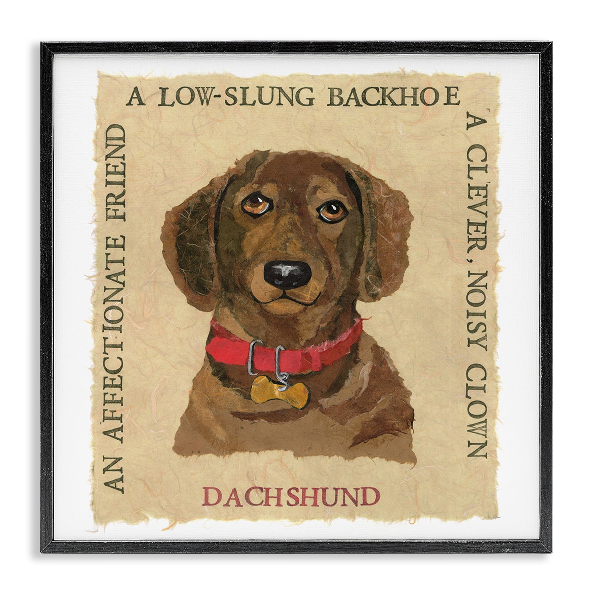 Stupell Industries Fun Dachshund Pet Phrases Animals Painting Black Framed Art Print Wall Art, 17 x 17