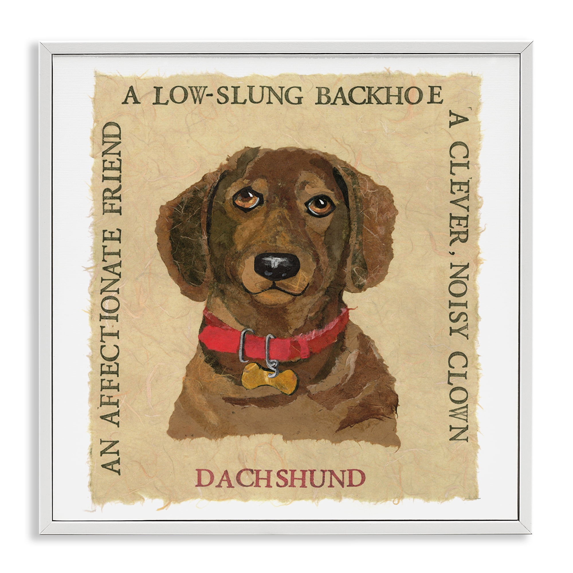 Stupell Industries Fun Dachshund Pet Phrases Animals Painting White Framed Art Print Wall Art, 12 x 12