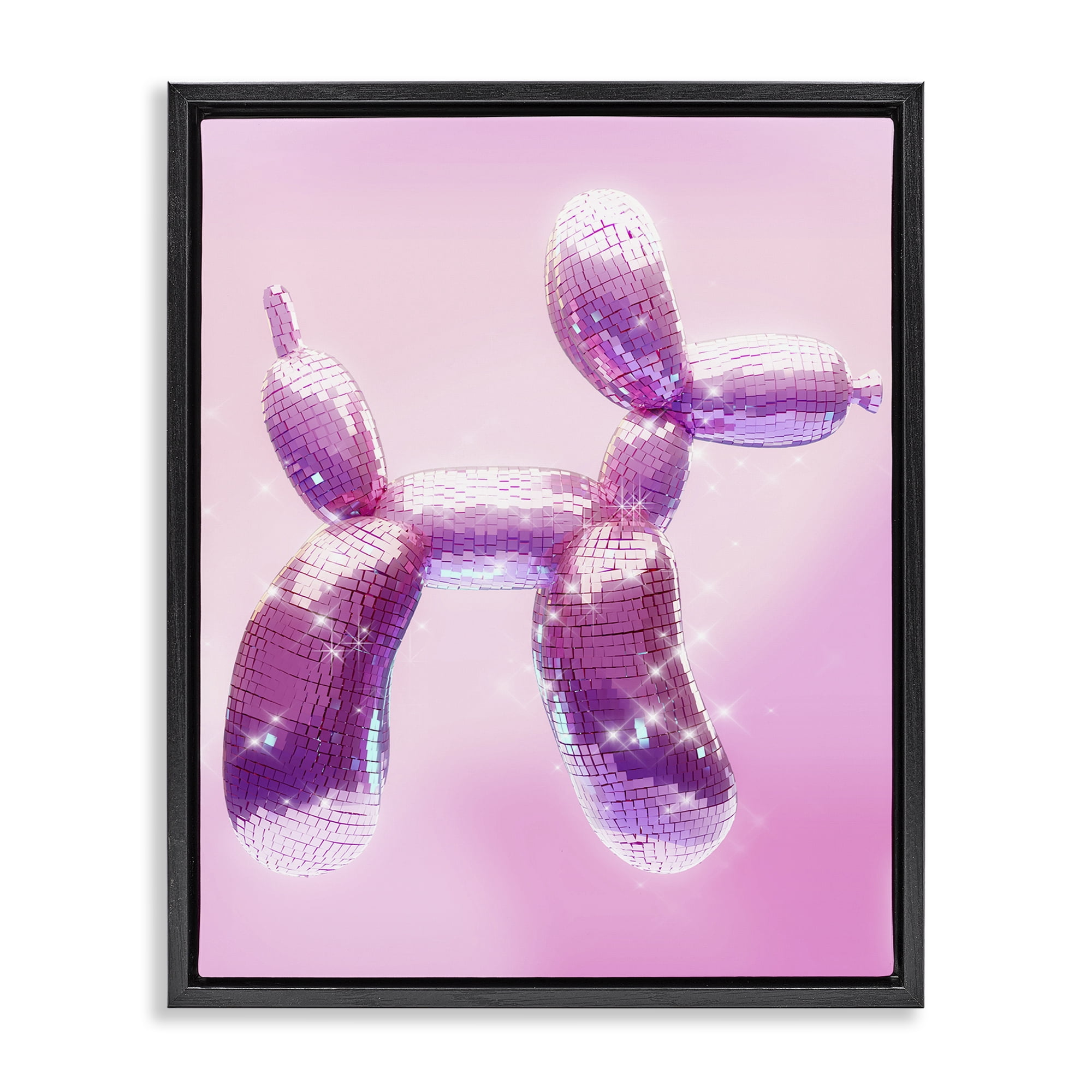 Stupell Industries Fun Disco Balloon Animal Abstract Painting Black Floater Framed Canvas Art Print Wall Art, 17 x 21