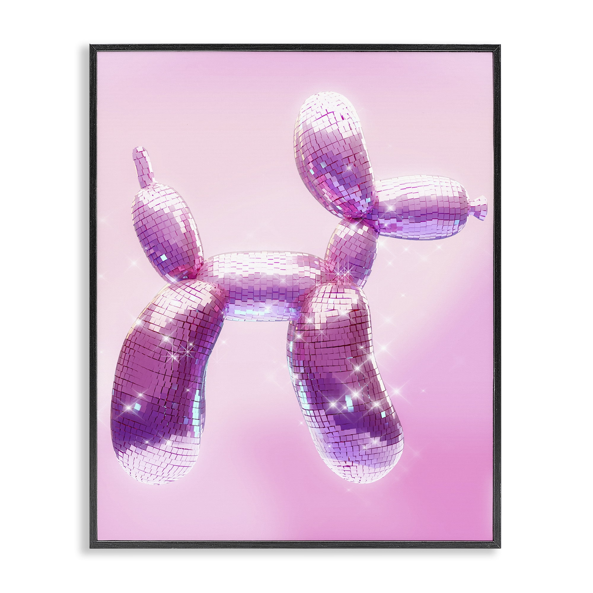 Stupell Industries Fun Disco Balloon Animal Abstract Painting Black Framed Art Print Wall Art, 11 x 14