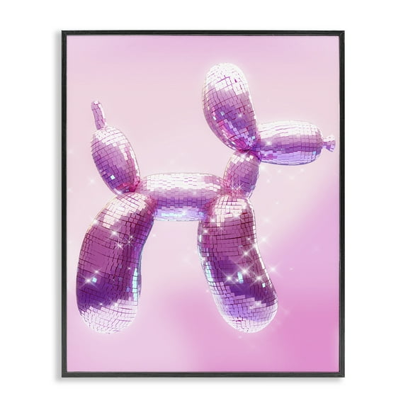 Stupell Industries Fun Disco Balloon Animal Abstract Painting Black Framed Art Print Wall Art, 11 x 14