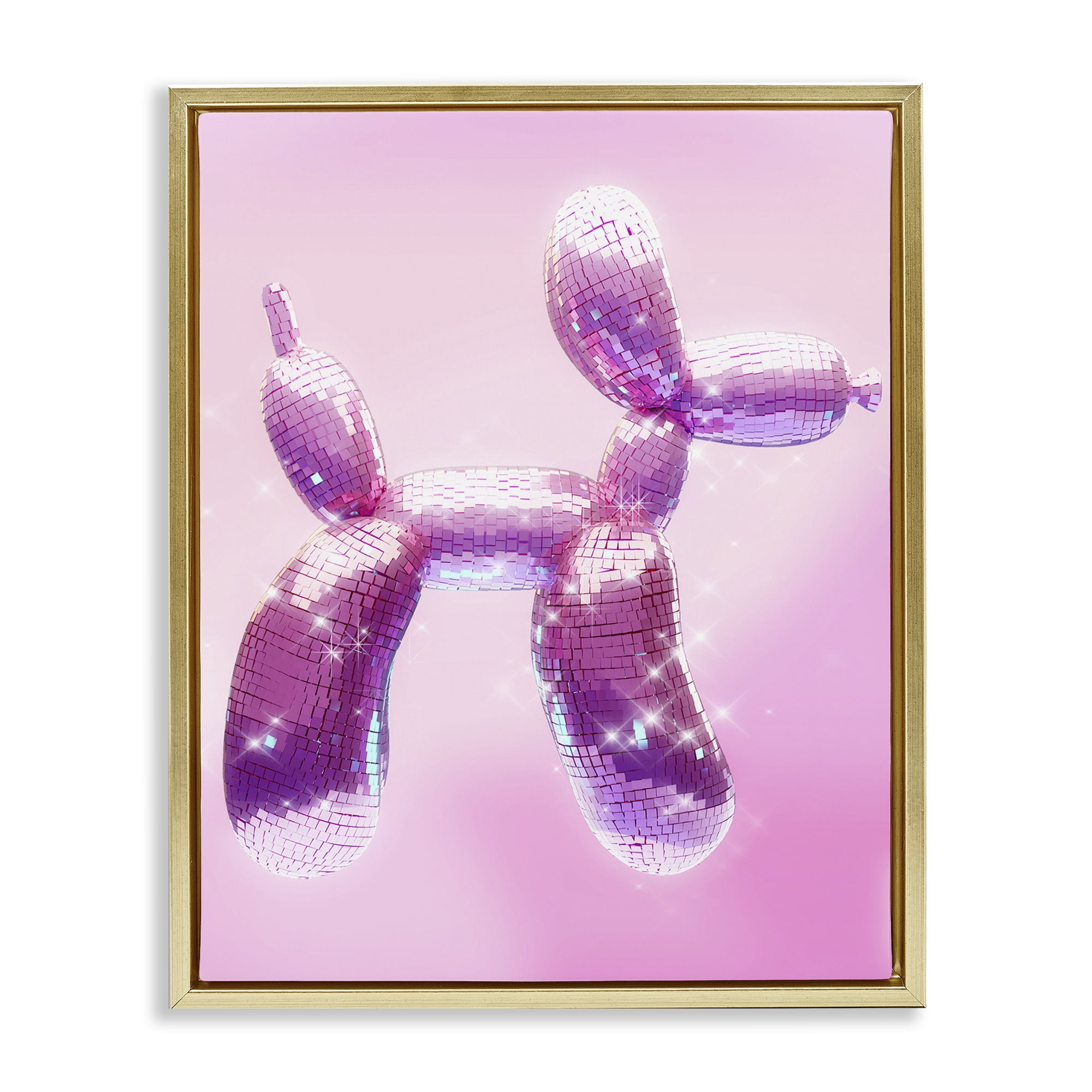 Stupell Industries Fun Disco Balloon Animal Abstract Painting Gold Floater Framed Canvas Art Print Wall Art, 17 x 21
