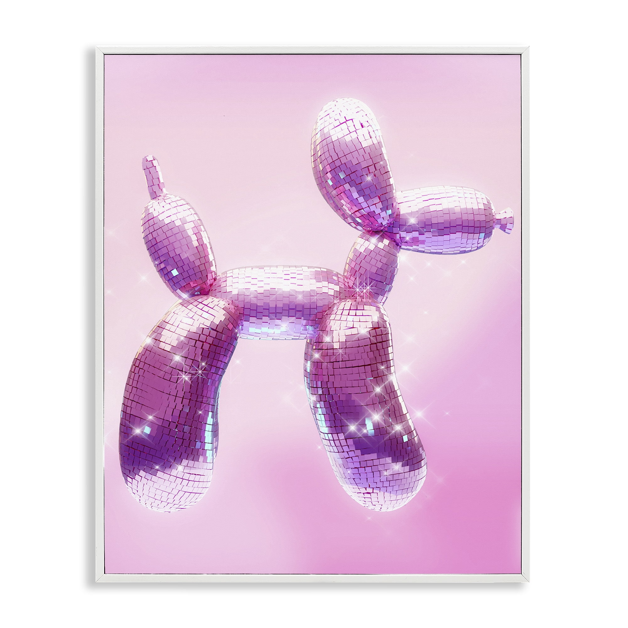 Stupell Industries Fun Disco Balloon Animal Abstract Painting White Framed Art Print Wall Art, 16 x 20