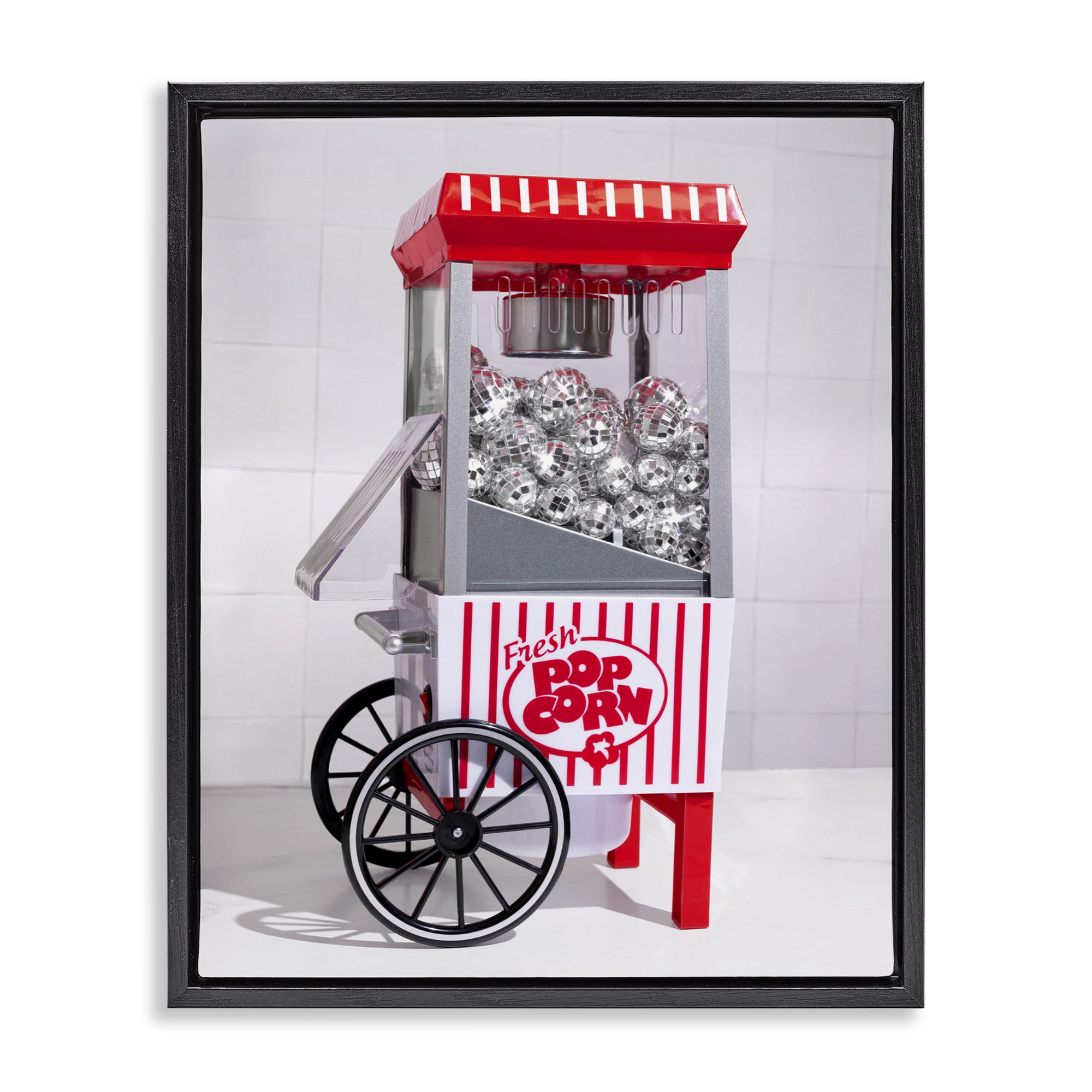 Stupell Industries Fun Disco Popcorn Machine Black Framed Floater Canvas Wall Art, design by LISH Creative