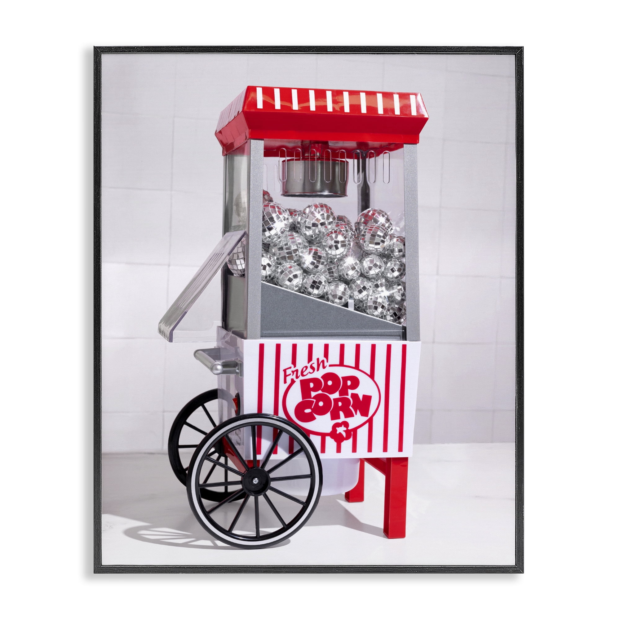 Stupell Industries Fun Disco Popcorn Machine Black Framed Giclee Art, design by LISH Creative