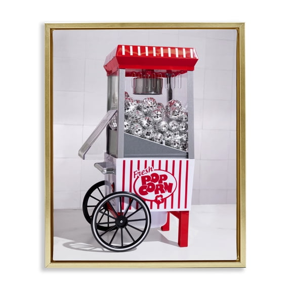 Stupell Industries Eclectic Fun Disco Popcorn Machine Gold Floating Frame Canvas Art, 25 x 31, by LISH Creative