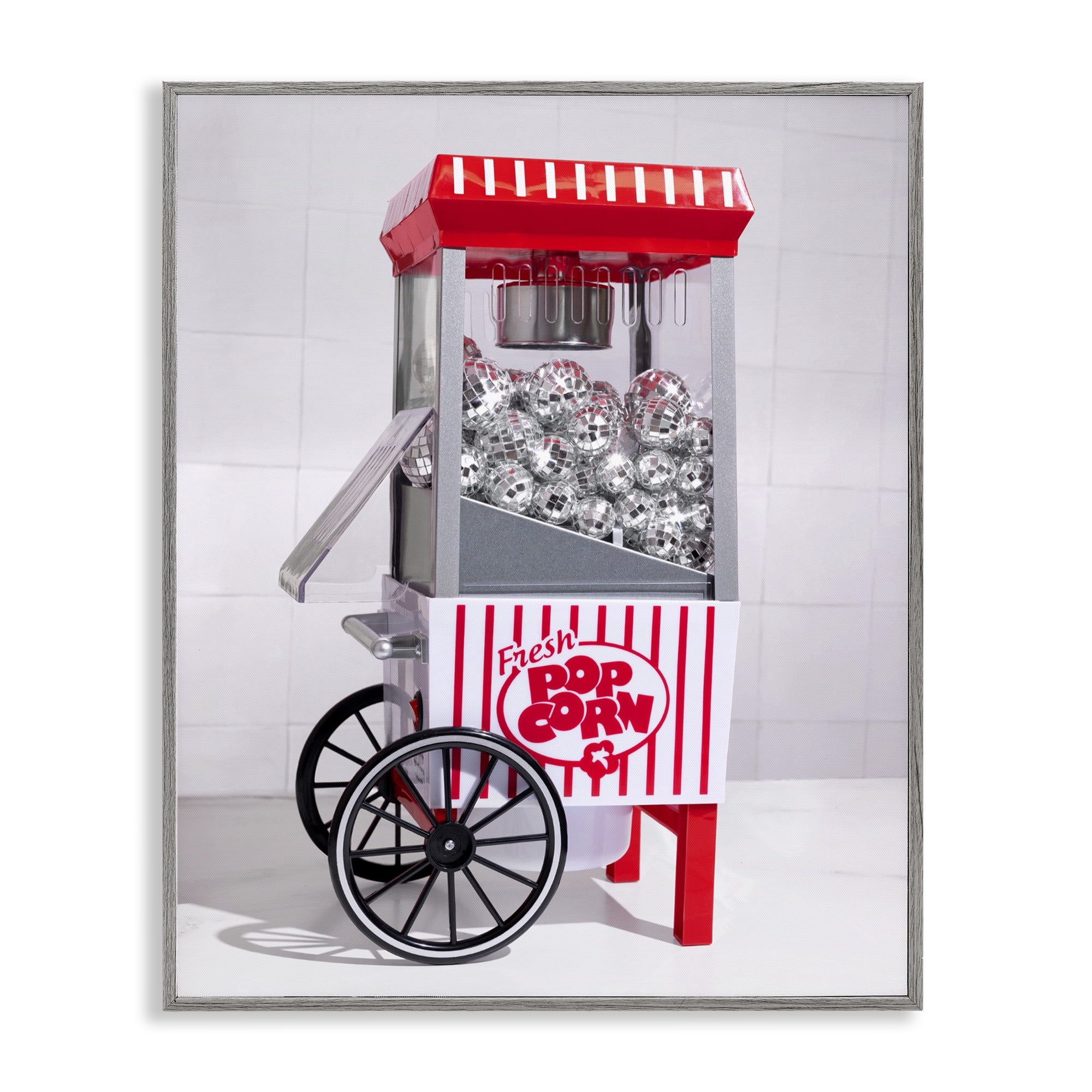 Stupell Industries Fun Disco Popcorn Machine Gray Framed Giclee Art, design by LISH Creative