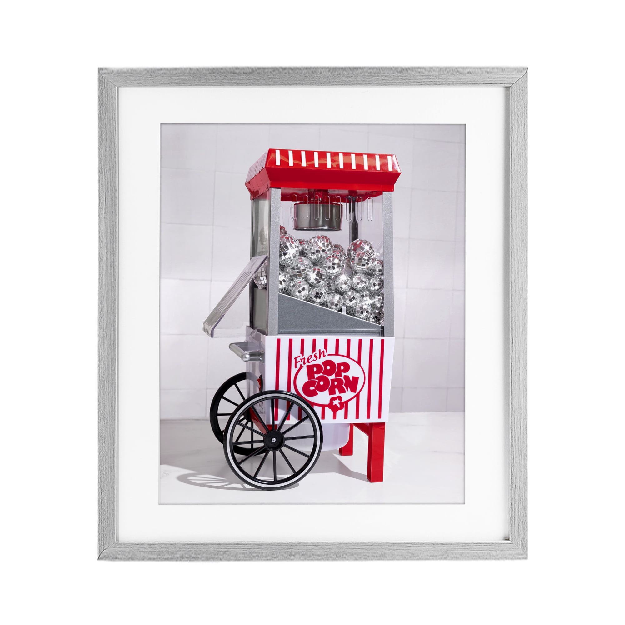Stupell Industries Fun Disco Popcorn Machine Gray Framed Print Under Glass, design by LISH Creative